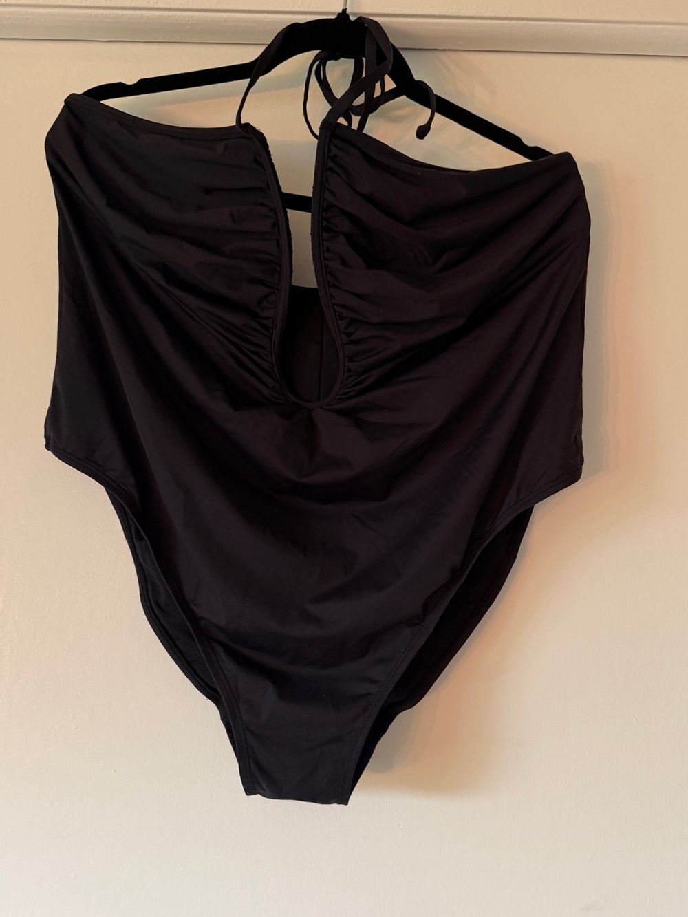 Good American Black Halter One-Piece Swimsuit